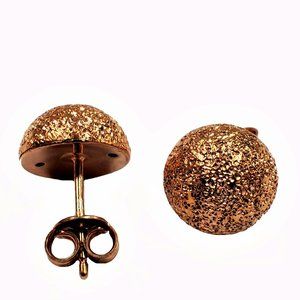 Rose Gold Plated Sterling Silver Rnd Stud Earrings